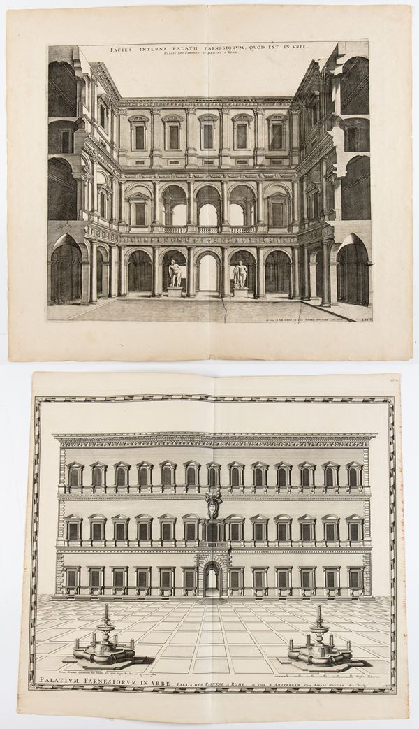 Pierre Mortier - Palatium Farnesiorum in Urbe | Facies interna Palatii Farnesiorum, quod est in Urbe