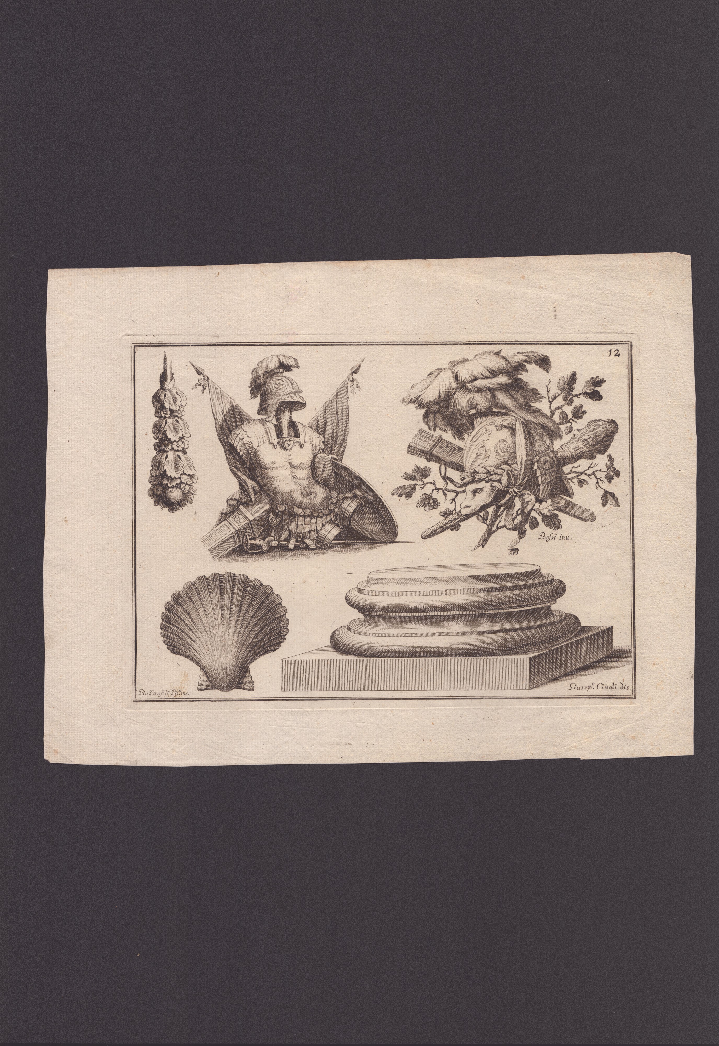 Lotto di 4 incisioni ornamentali