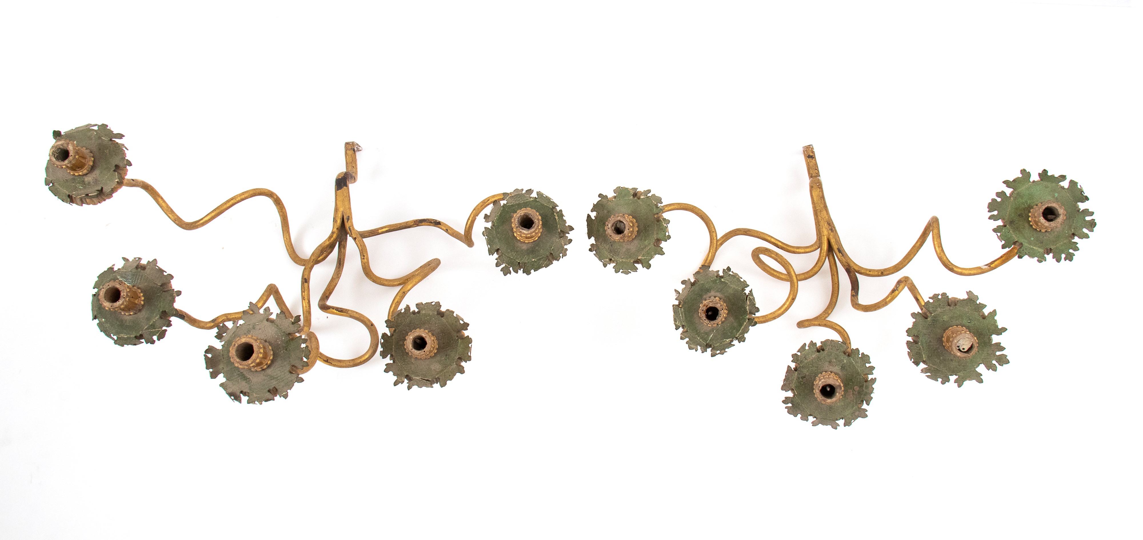 Coppia di portacandela italiani dorati da muro, Luigi XVI