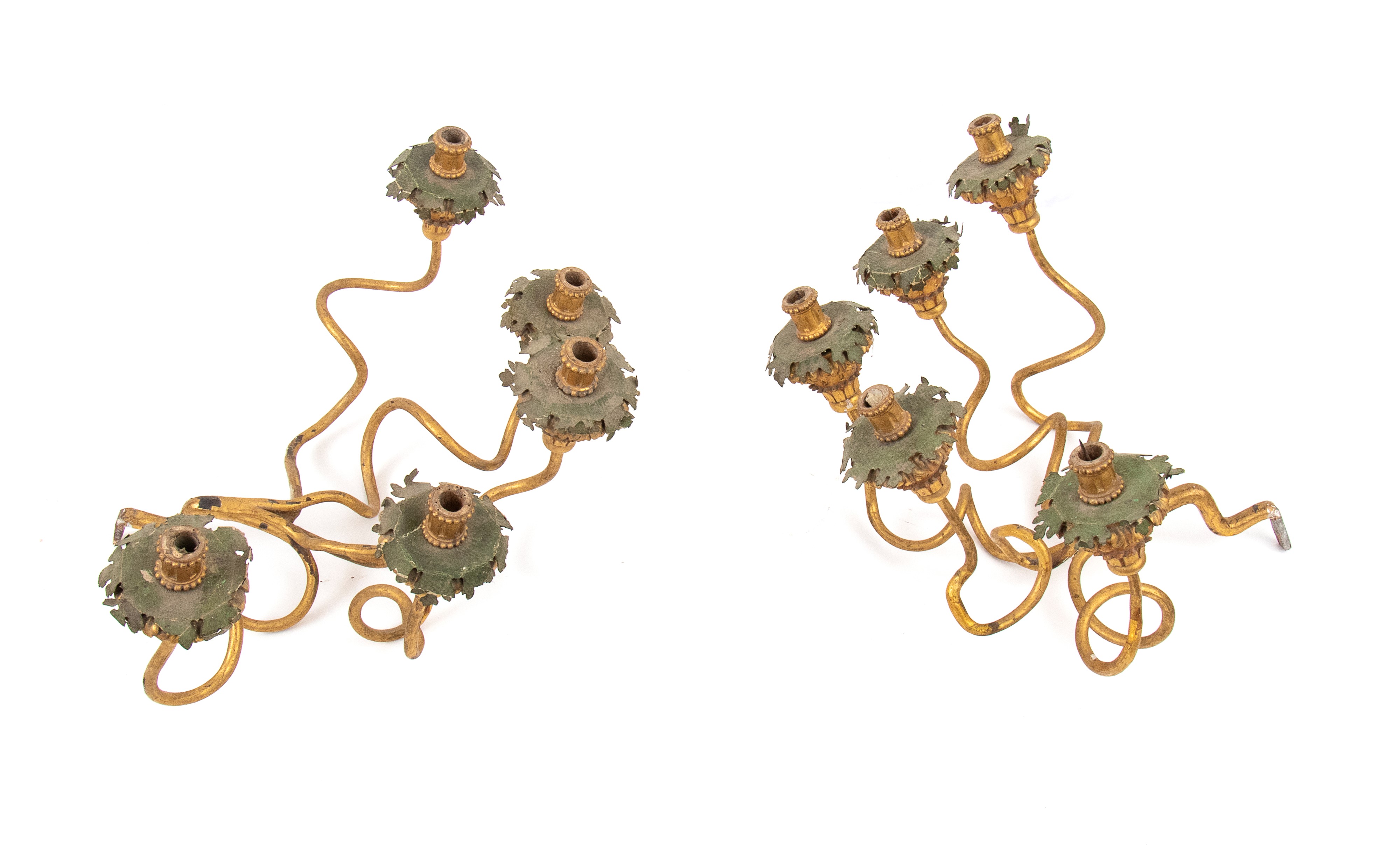 Coppia di portacandela italiani dorati da muro, Luigi XVI