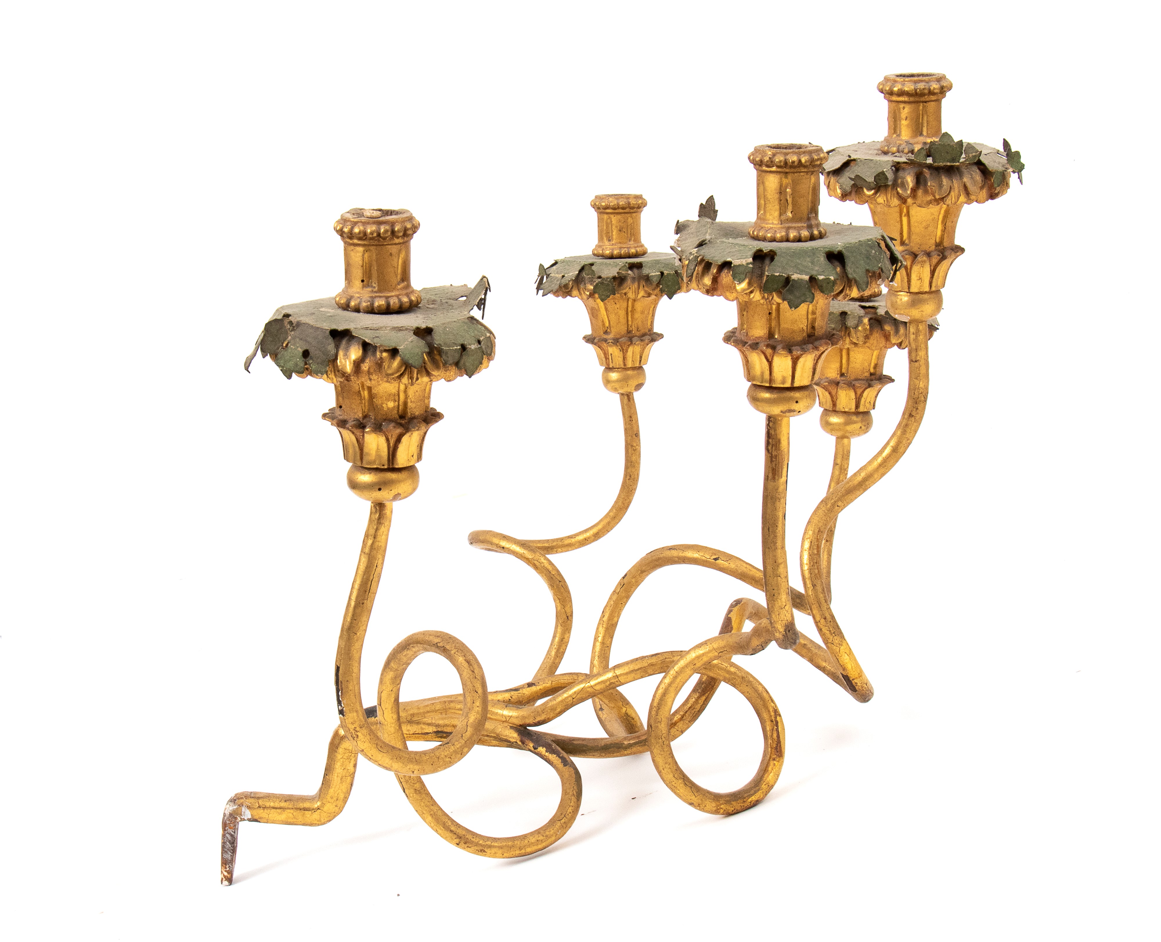 Coppia di portacandela italiani dorati da muro, Luigi XVI