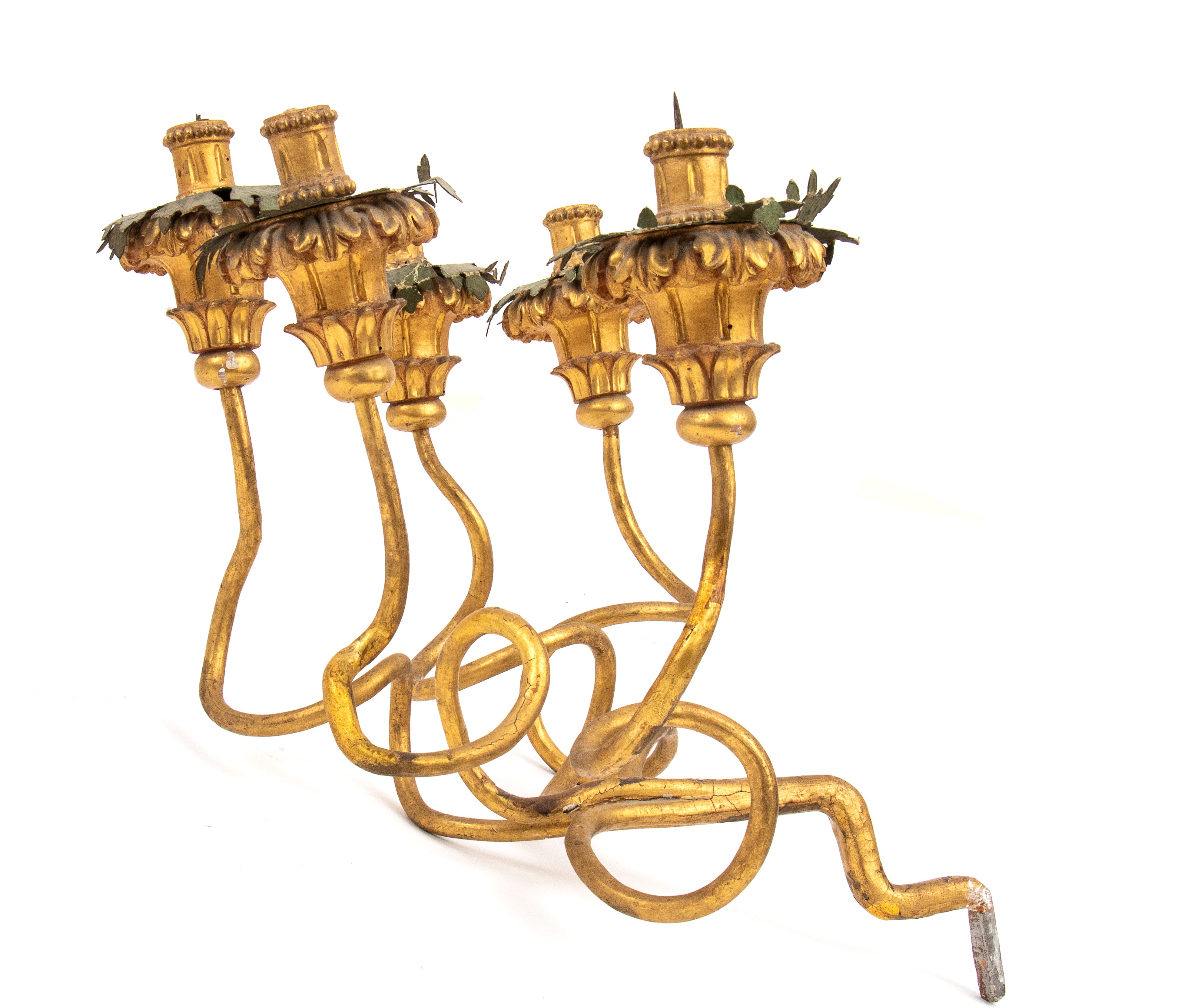 Coppia di portacandela italiani dorati da muro, Luigi XVI