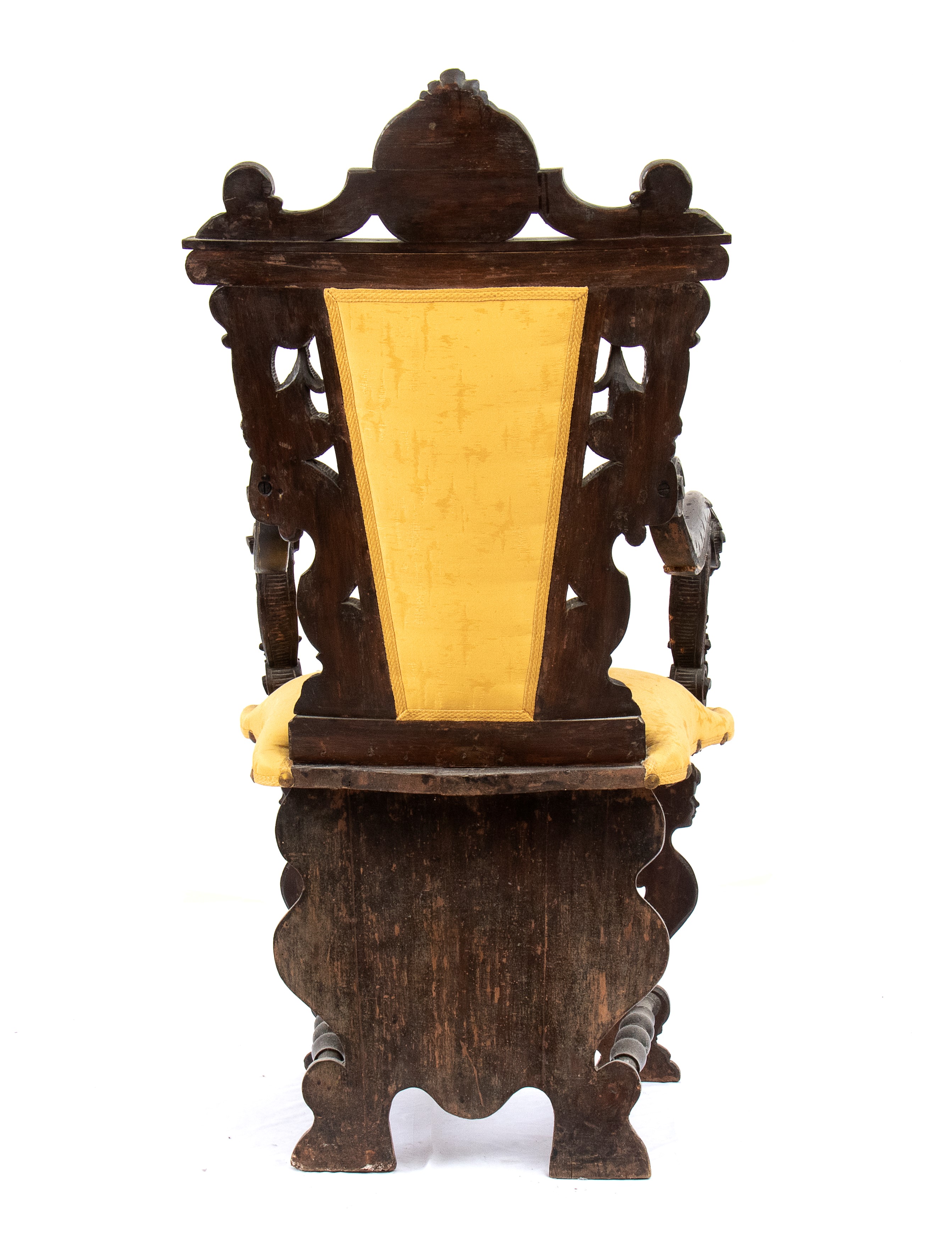 Capotavola e coppia di sedie italiane intagliate, Rinascimento