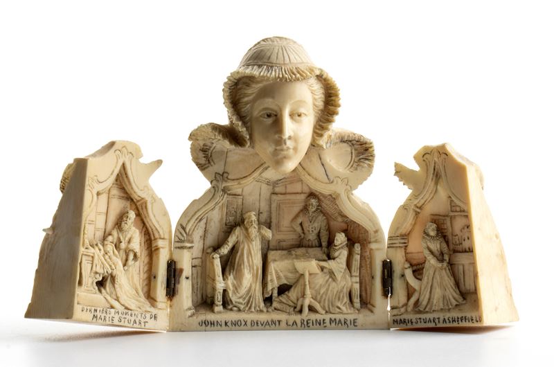Francia (Dieppe, ?), Scultura apribile in avorio raffigurante Maria Stuarda