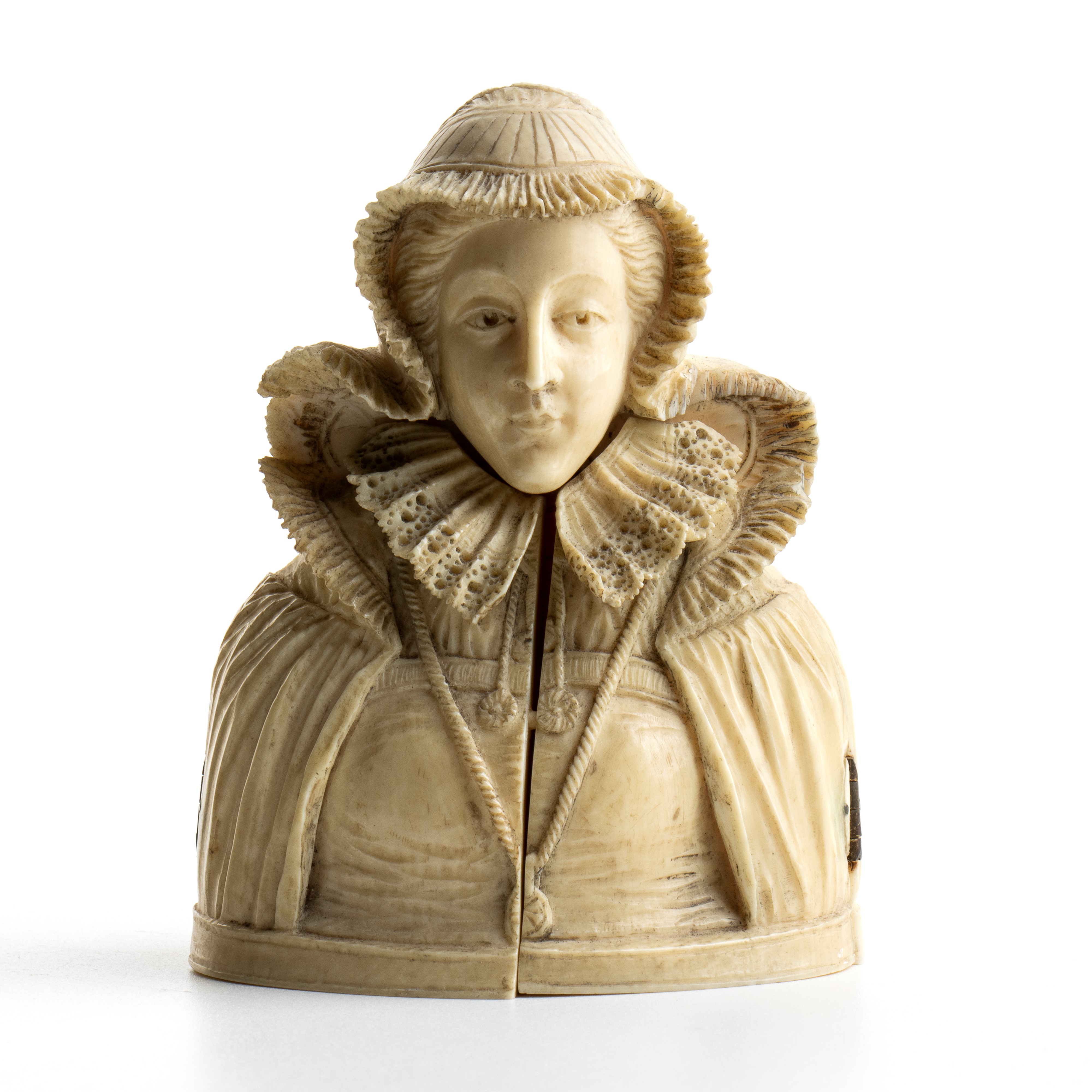 Scultura apribile in avorio raffigurante Maria Stuarda