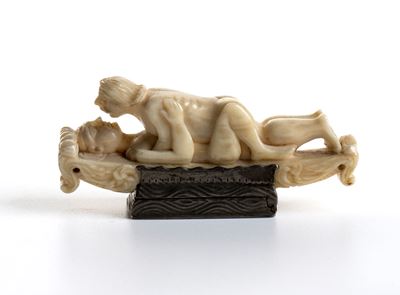 Scultura cinese, Figura maschile e femminile in avorio e argento, XIX secolo