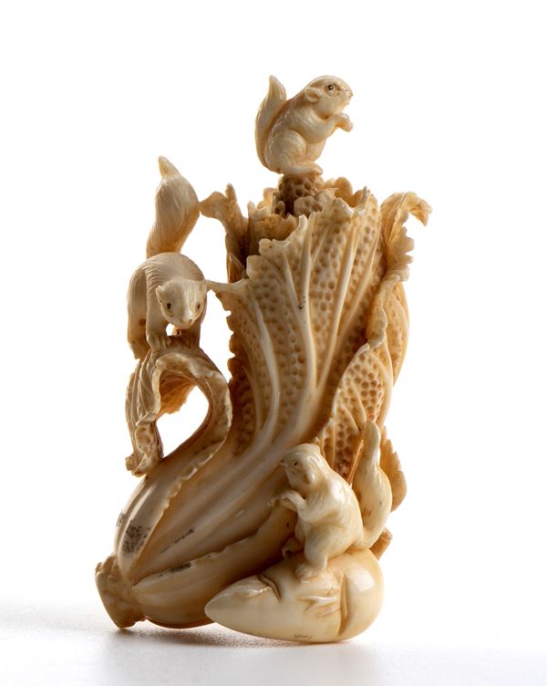 Snuff bottle cinese in avorio