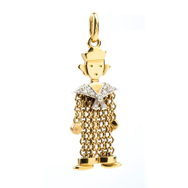 POMELLATO - Gold jointed Sailor pendant with diamond bow