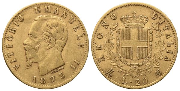 REGNO D'ITALIA. Milano. Vittorio Emanuele II (1861 - 1878). 20 lire 1873. AU (6,45 g; 21 mm)  - Auction Modern Coins - Bertolami Fine Art - Casa d'Aste