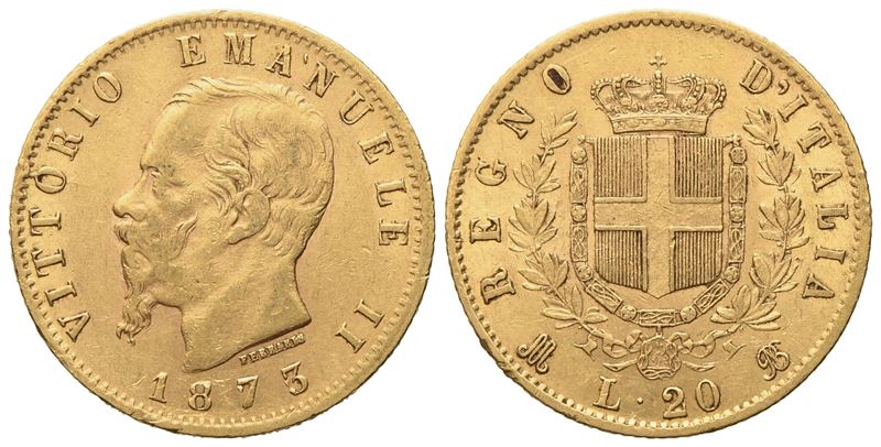 Regno D'italia. Milano. Vittorio Emanuele II (1861 - 1878). 20 Lire 1873. Au (6,45 G; 21 MM)