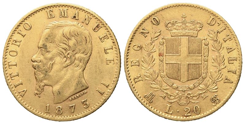Regno D'italia. Milano. Vittorio Emanuele II (1861 - 1878). 20 Lire 1873. Au (6,45 G; 21 MM)