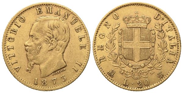 REGNO D'ITALIA. Milano. Vittorio Emanuele II (1861 - 1878). 20 lire 1873. Au (6,45 g; 21 mm)  - Asta Monete e medaglie medievali e moderne italiane ed estere - Bertolami Fine Art - Casa d'Aste