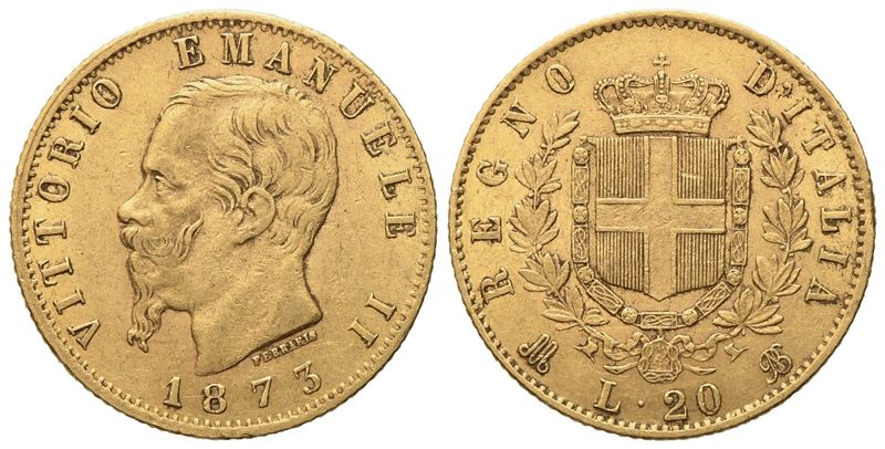 Regno D'italia. Milano. Vittorio Emanuele II (1861 - 1878). 20 Lire 1873. Au (6,45 G; 21 MM)