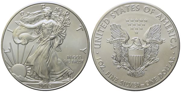 USA. Dollaro, oncia 2013. Ag (31,16 g; 40,54 mm). FDC   - Auction Modern Coins - Bertolami Fine Art - Casa d'Aste