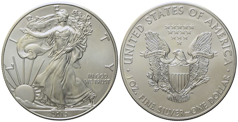 USA. 1 dollaro, oncia 2013. Ag; 31,16gr; 40,54 mm