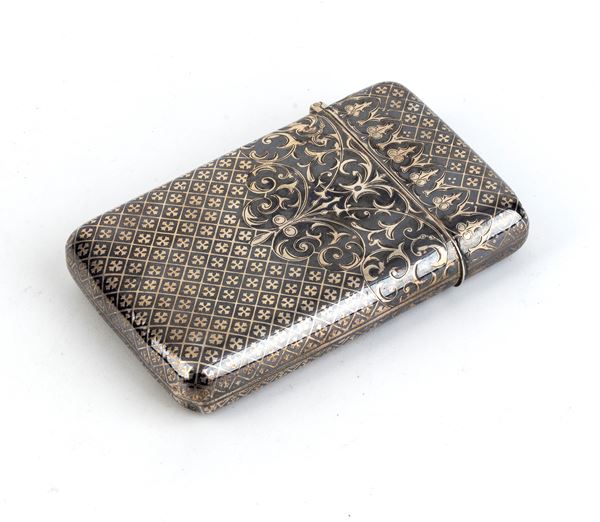 A Russian silver and niello cigarette case