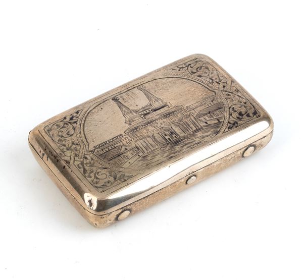 A Russian silver and niello snuff box