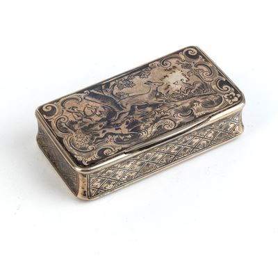 Tabacchiera austriaca in argento e niello (Vienna, 1860)