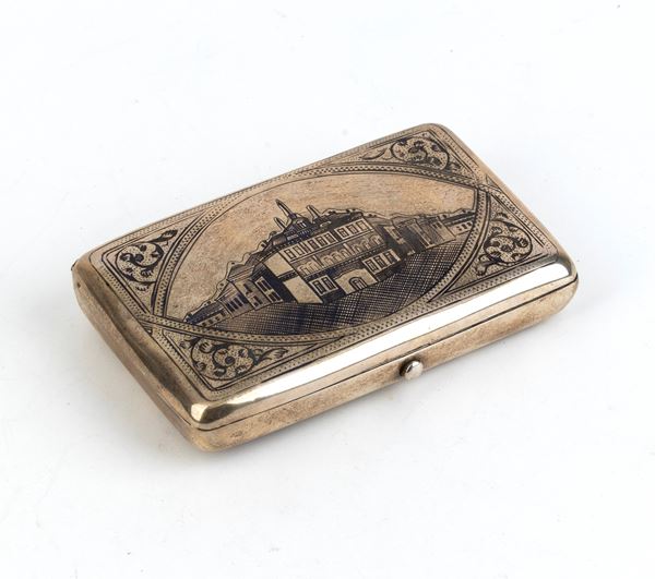 A Russian silver and niello snuff box