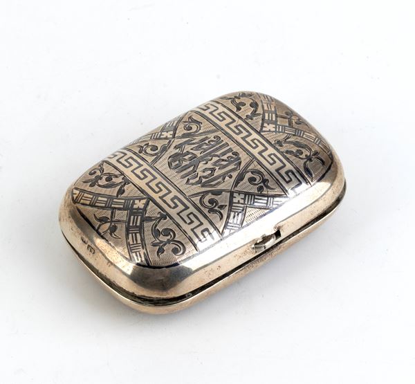 A Russian silver and niello coin purse