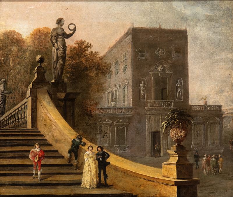 Johann Wilhelm Baur - Scena Galante nel Giardino di una Villa Romana