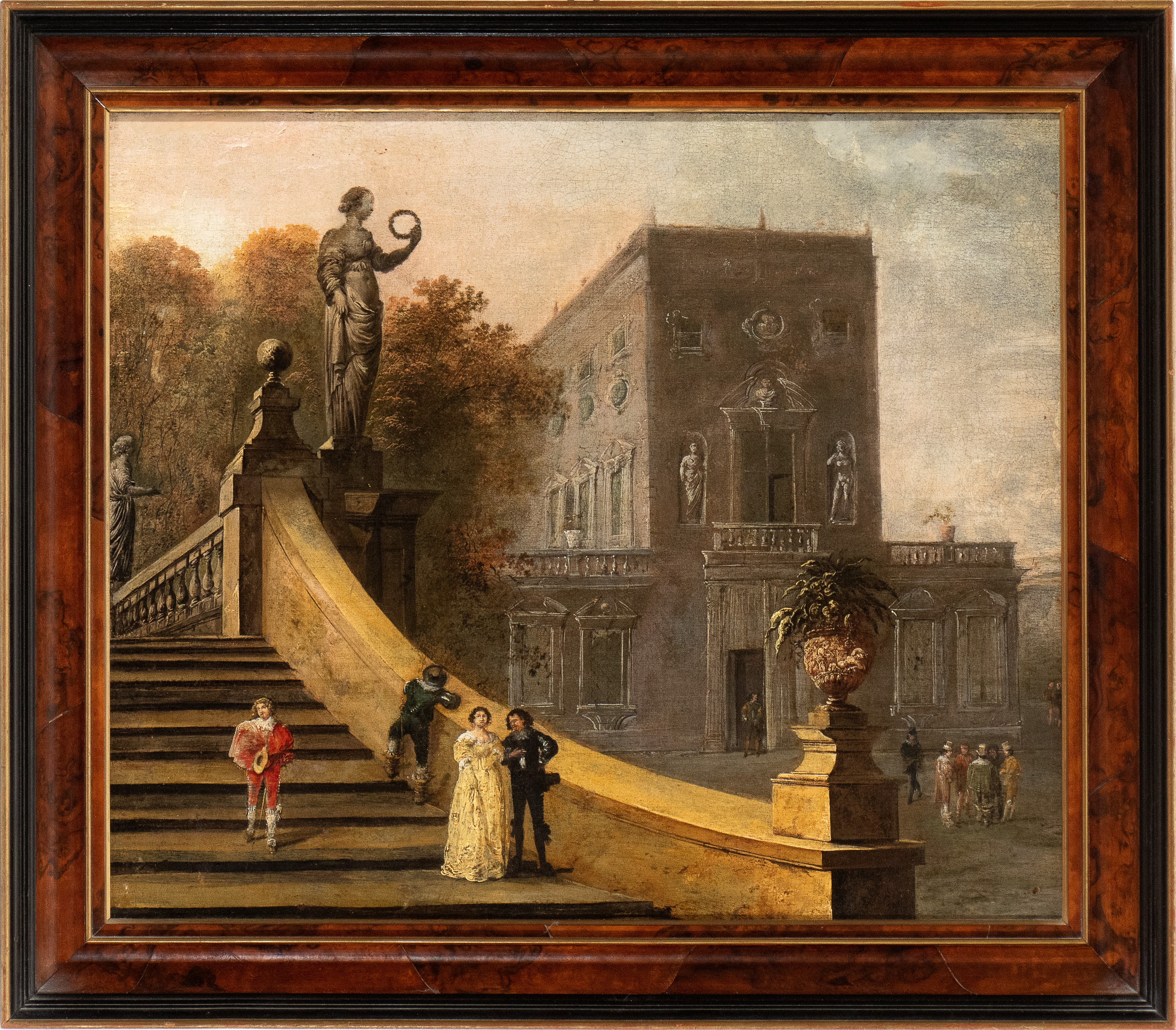 Scena galante nel giardino di una villa romana