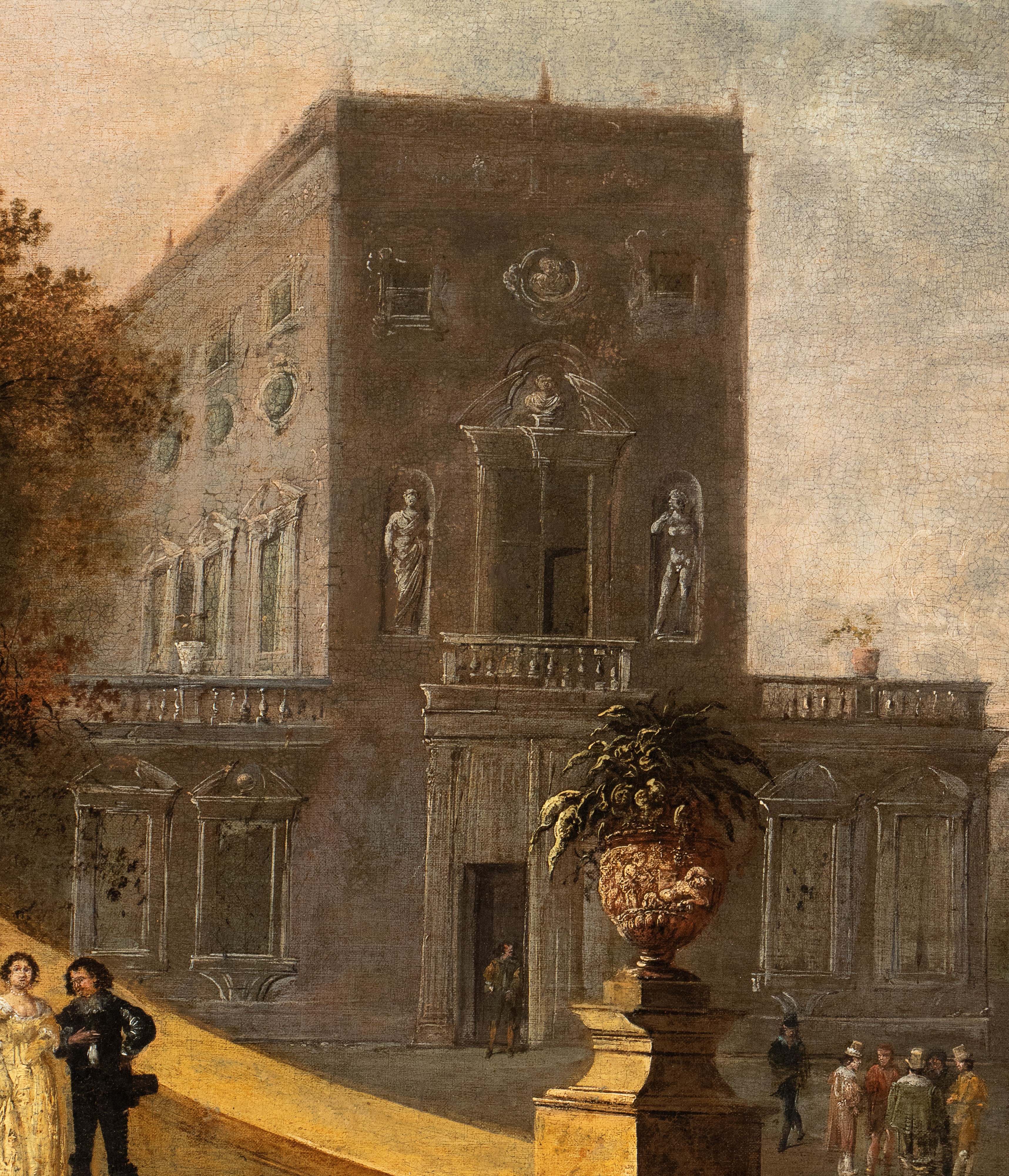 Scena galante nel giardino di una villa romana