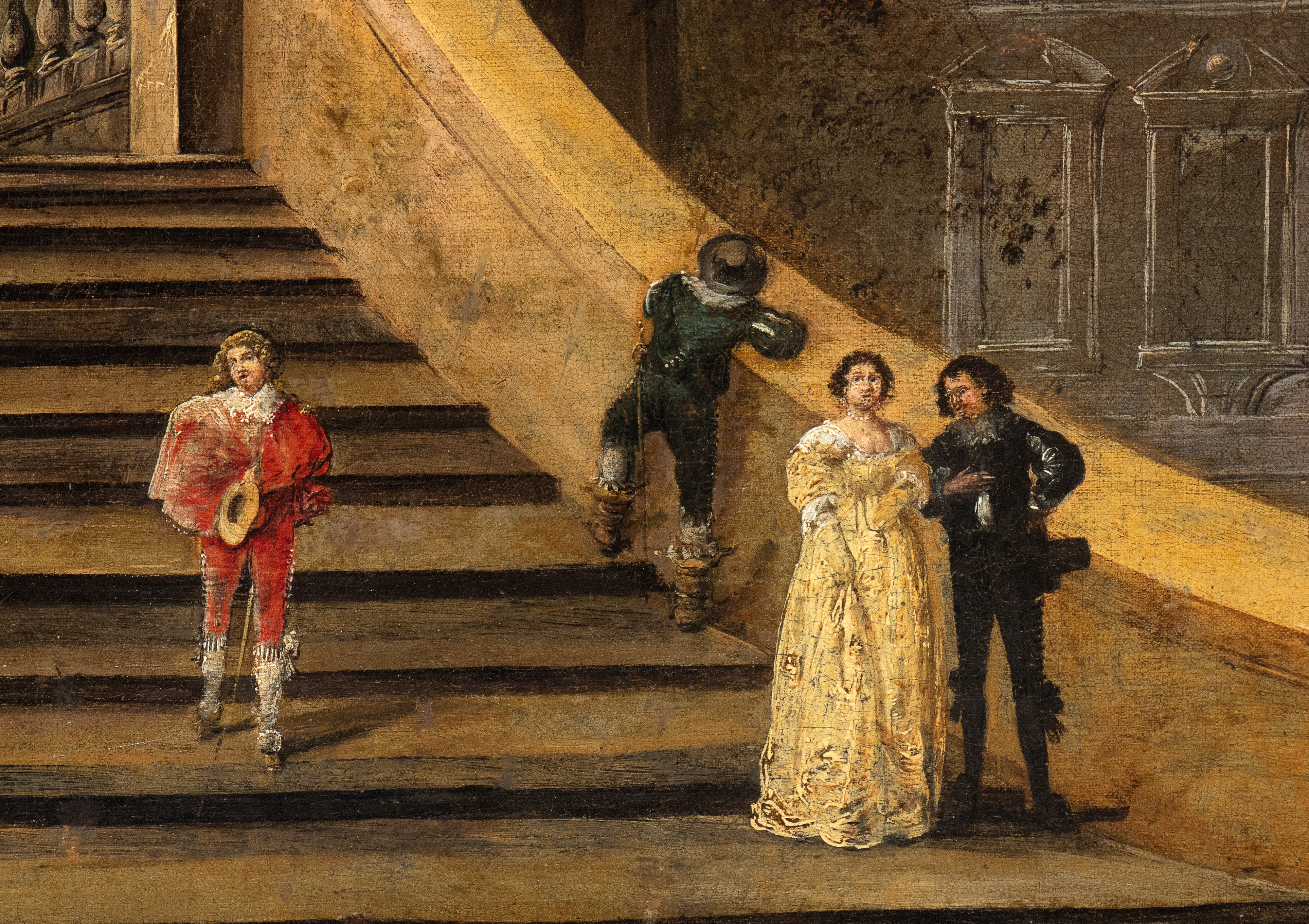 Scena galante nel giardino di una villa romana