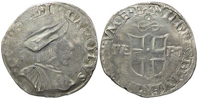 Savoia. Carlo II il Buono (1504-1553). Testone. Ag (9,25 G; 29,0 MM)
