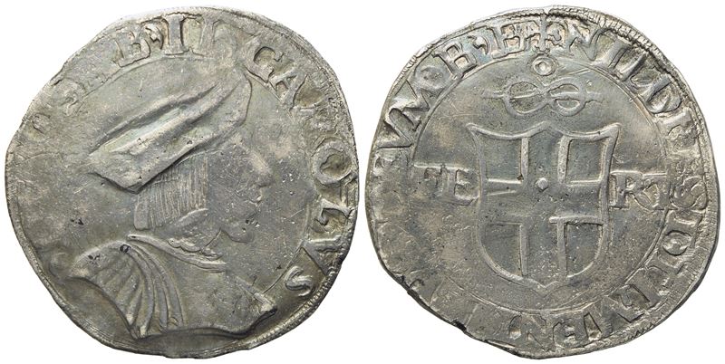Savoia. Carlo II il Buono (1504-1553). Testone. Ag (9,25 G; 29,0 MM)