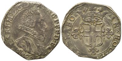 Savoia. Vercelli. Carlo Emanuele i (1580-1630). 2 Fiorini 1626. Mi (5,80 G; 7,07 MM)