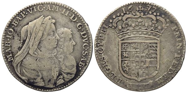 SAVOIA. Torino. Vittorio Amedeo II (reggenza 1675-1680). Lira da 20 soldi 1677. Ag (5,97 g; 27,16 mm)  - Auction Modern Coins - Bertolami Fine Art - Casa d'Aste