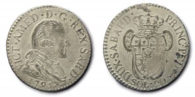 Regno di Sardegna. Torino. Vittorio Amedeo III (1773-1796). 20 Soldi 1795. Mi
