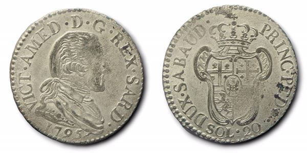 REGNO DI SARDEGNA. Torino. Vittorio Amedeo III (1773-1796). 20 soldi 1795. Mi  - Auction Modern Coins - Bertolami Fine Art - Casa d'Aste