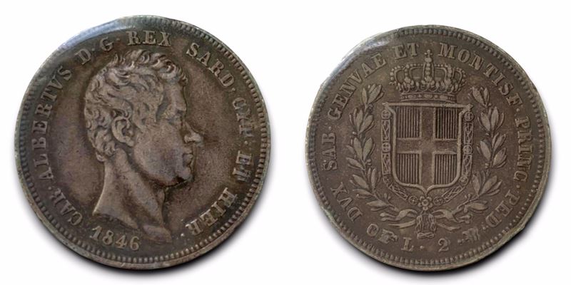 Regno di Sardegna. Torino. Carlo Alberto (1831-1849). 2 Lire 1846. Ag
