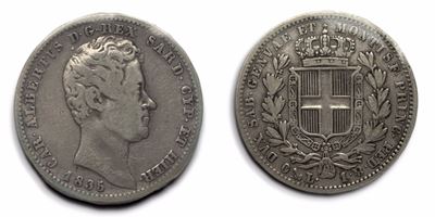 Regno di Sardegna. Genova. Carlo Alberto (1831-1849) 1 Lira 1835. Ag