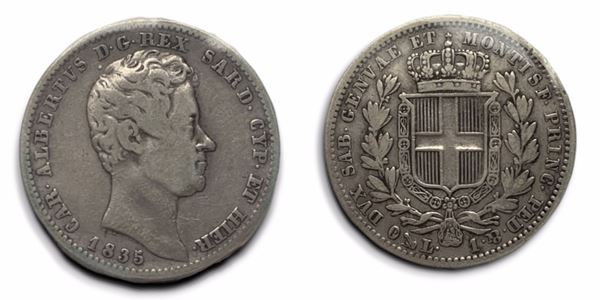 REGNO DI SARDEGNA. Genova. Carlo Alberto (1831-1849) 1 lira 1835. Ag