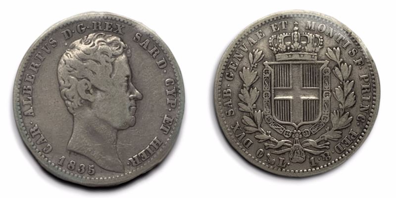 Regno di Sardegna. Genova. Carlo Alberto (1831-1849) 1 Lira 1835. Ag
