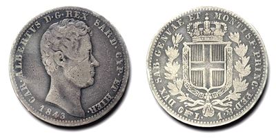 Regno di Sardegna. Torino. Carlo Alberto (1831-1849). 1 Lira 1843. Ag
