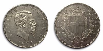 Regno D'italia. Roma. Vittorio Emanuele II (1861-1878). 5 Lire 1870. Ag