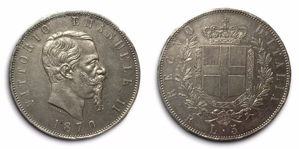 REGNO D'ITALIA. Roma. Vittorio Emanuele II (1861-1878). 5 lire 1870. Ag