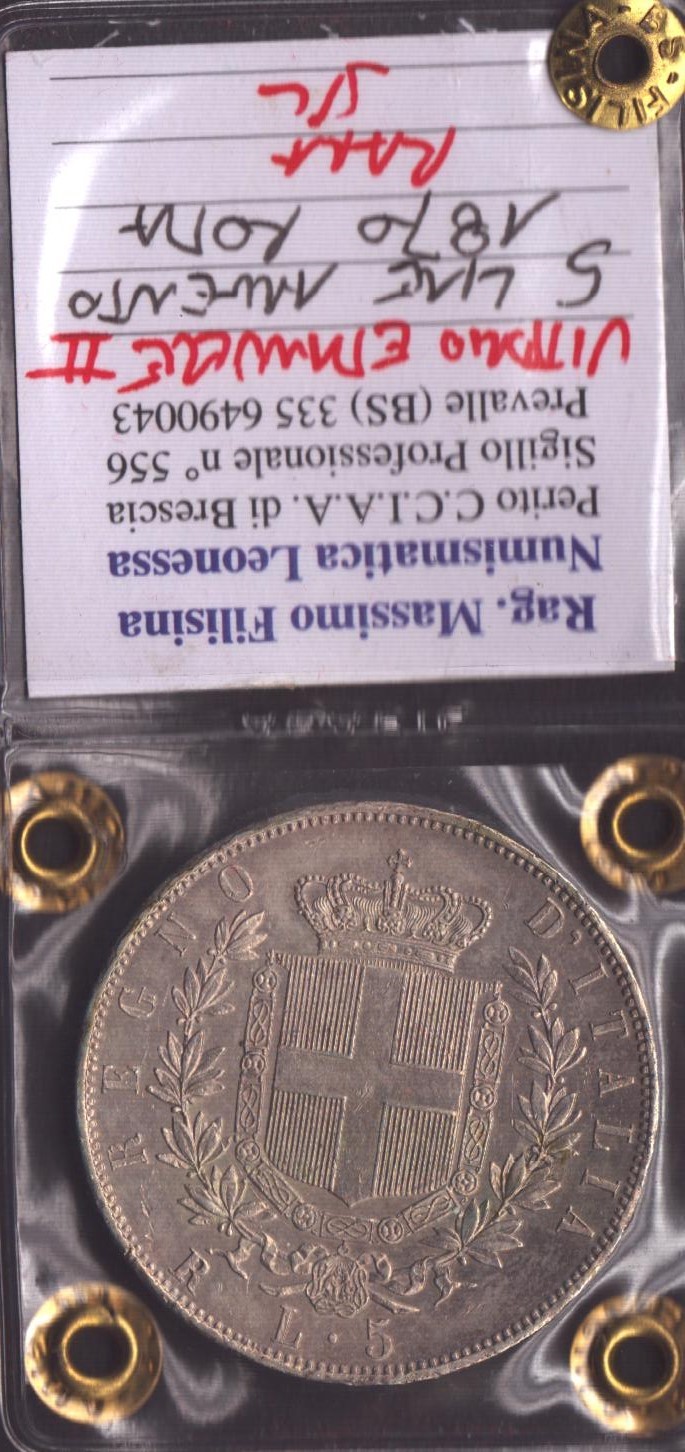 Regno D'italia. Roma. Vittorio Emanuele II (1861-1878). 5 Lire 1870. Ag