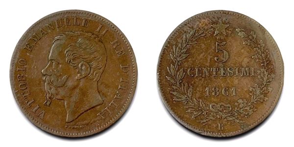 REGNO D'ITALIA. Bologna. Vittorio Emanuele II (1861-1878). 5 centesimi 1861. Cu