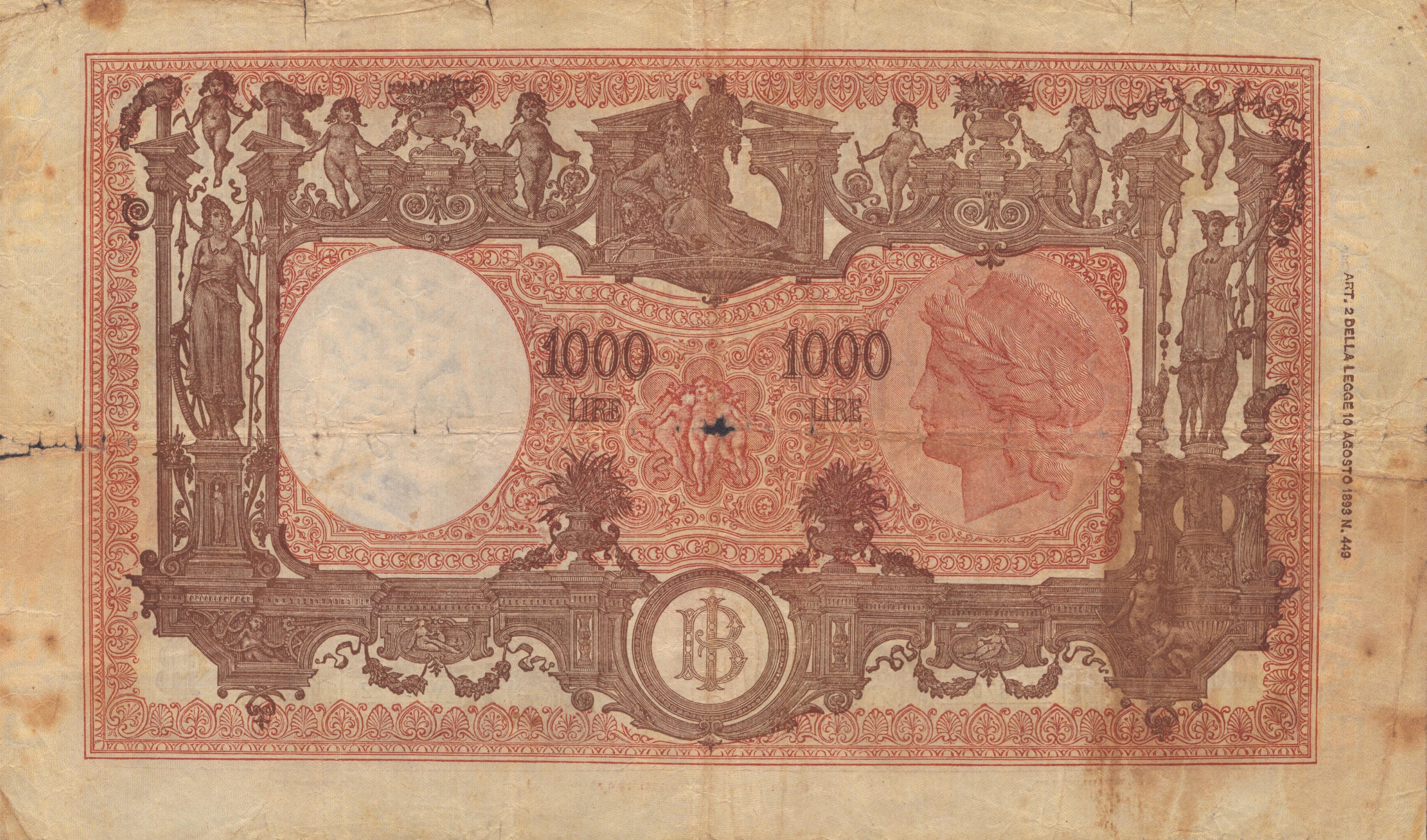 Repubblica Italiana. 1000 Lire "grande M - Medusa". 14-04-1948