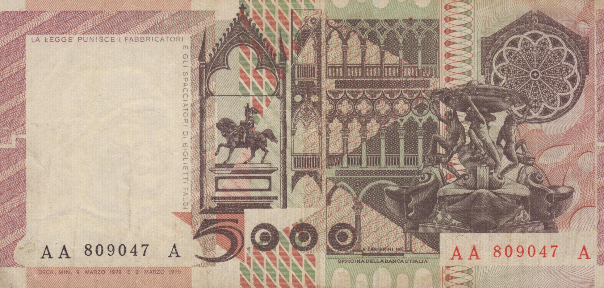 Repubblica Italiana. 5000 Lire "antonello da Messina" 09-03-1979. Tripla a