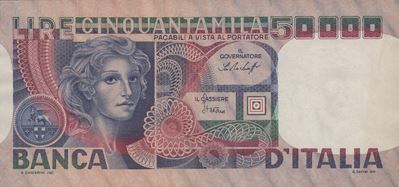 Repubblica Italiana. 50000 Lire "volto di Donna" 12-06-1978 (tre Decreti)