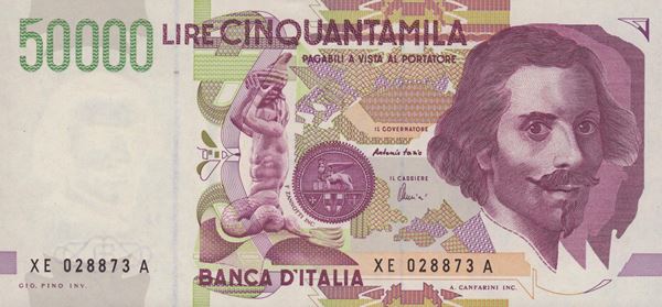 REPUBBLICA ITALIANA. 50000 Lire "Bernini - II tipo" (1999). Serie sostitutiva "X"