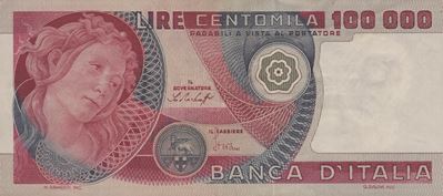 Repubblica Italiana. 100000 Lire "primavera di Botticelli" 20-06-1978