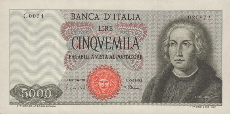 Repubblica Italiana. 5000 Lire "colombo - i Tipo". 04-01-1968
