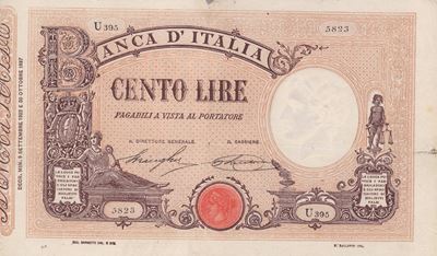 Regno D'italia. Vittorio Emanuele III (1900-1943). 100 Lire "matrice - Decreto" 09-09-1922